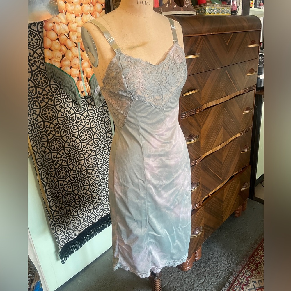 vintage slip M 6 8 lace Wonder Maid tie dye Spring lingerie dress mermaid - Picture 2 of 4